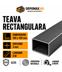Teava rectangulara 150 x 100 x 4 mm, 6 metri